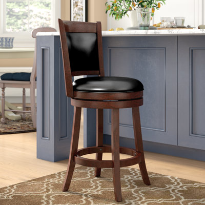 Leda Swivel Upholstered Counter Stool with Solid Wood Frame