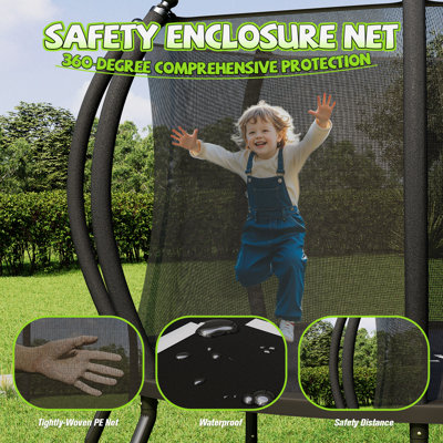 Trampoline d'extérieur de 8 pi avec filet et échelle Albott, trampolines récréatives pour enfants et adultes, cadre à connexion rapide, homologation ASTM