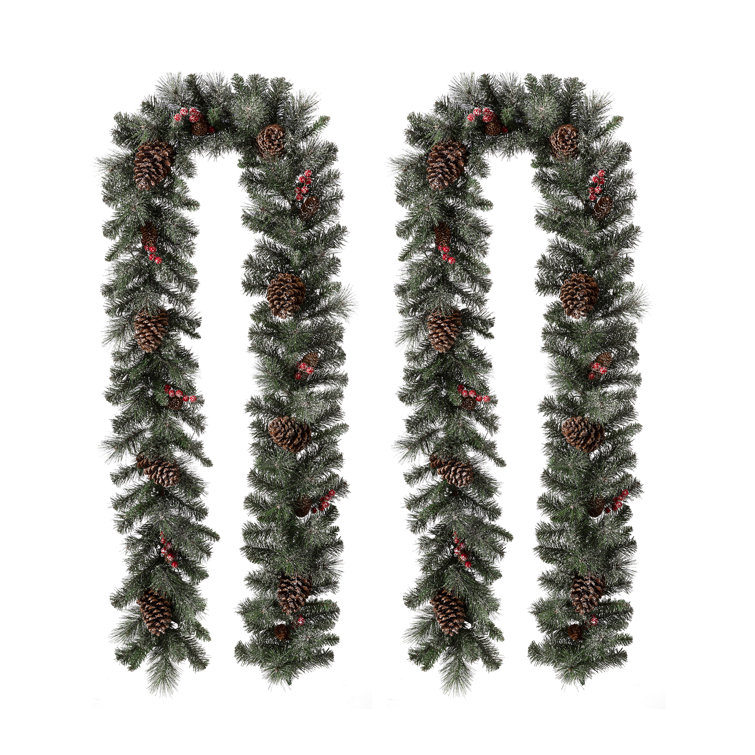 Soperton 9ft Glittered Christmas Garland with Lights and Pinecones