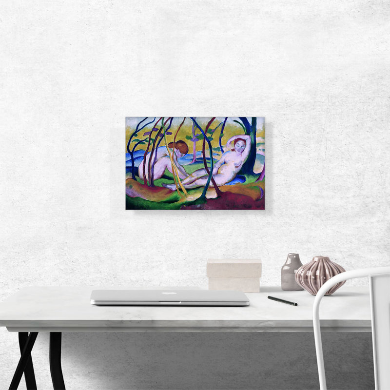 Reproduction d'art sur toile tendue "Nudes Under Trees" par Franz Marc, H 12 po x l 18 po x P 0,75 po