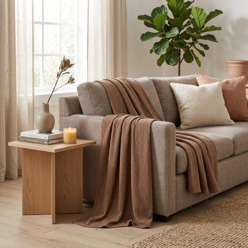 Couverture simple en coton taupe