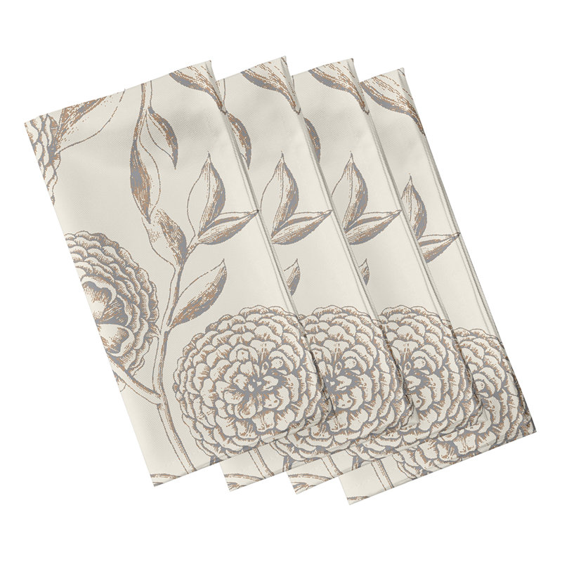 Claridy Antique Flowers Napkins, Grey