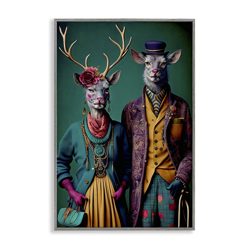 Cerf dans des vêtements d'époque, estampe numérique par Sasha, Estampe numérique Farmhouse, H 18 po x l 12 po