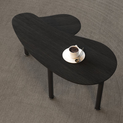 Contemporary Rotatable Cocktail Table With Solid Rubber Wood Legs, 360 Degree Rotating Coffee Table With Wood Grain Veneer Tabletop Grey Brown / Walnut / Black Finish For Living Room, Bedroom