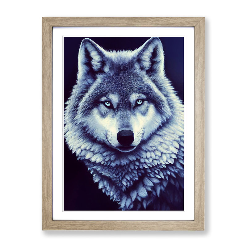 Mesmerising Wolf - Framed Print, 64cm H x 46cm W, Beige