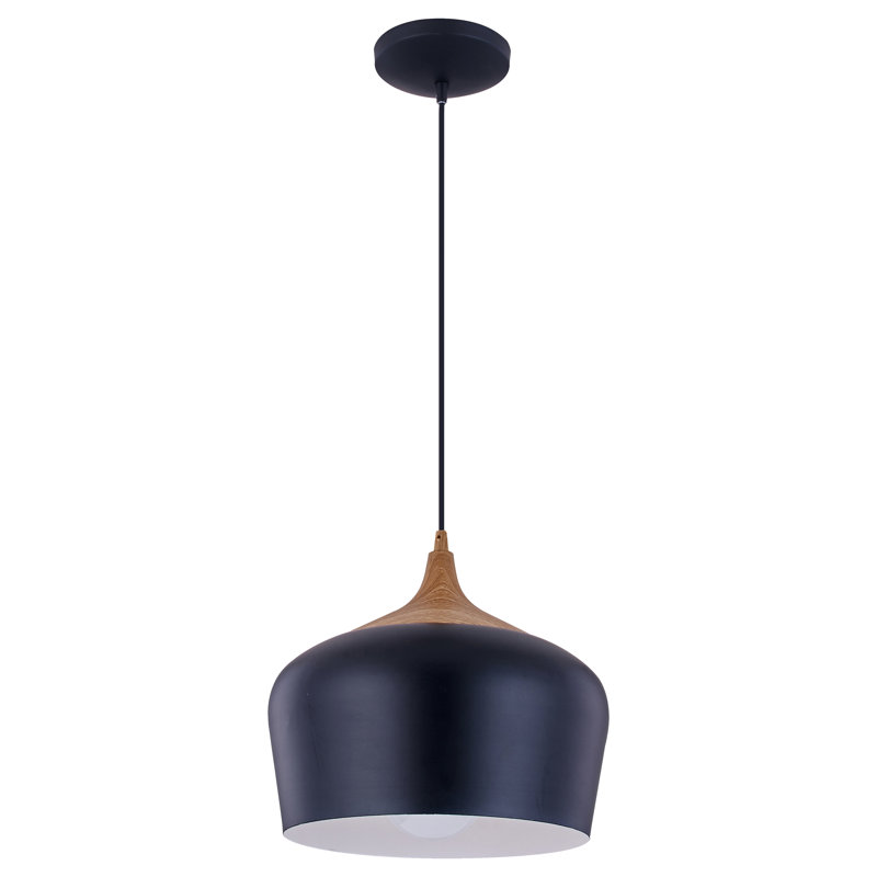Luminaire suspendu en forme de dôme à 1 lumière Gagne 1, Oui, Noir
