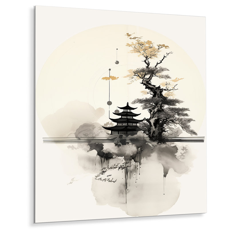 Asian Art Samurais Landscape II - Décoration murale asiatique en métal, H 20 po x l 12 po