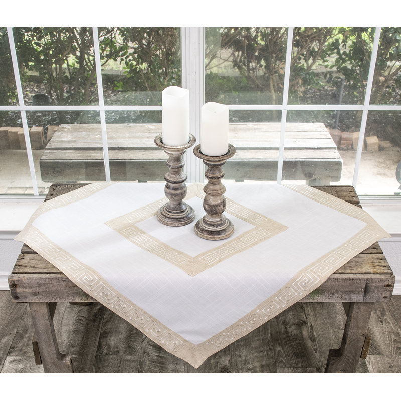 Greek Key Table Topper 34 Inch Square