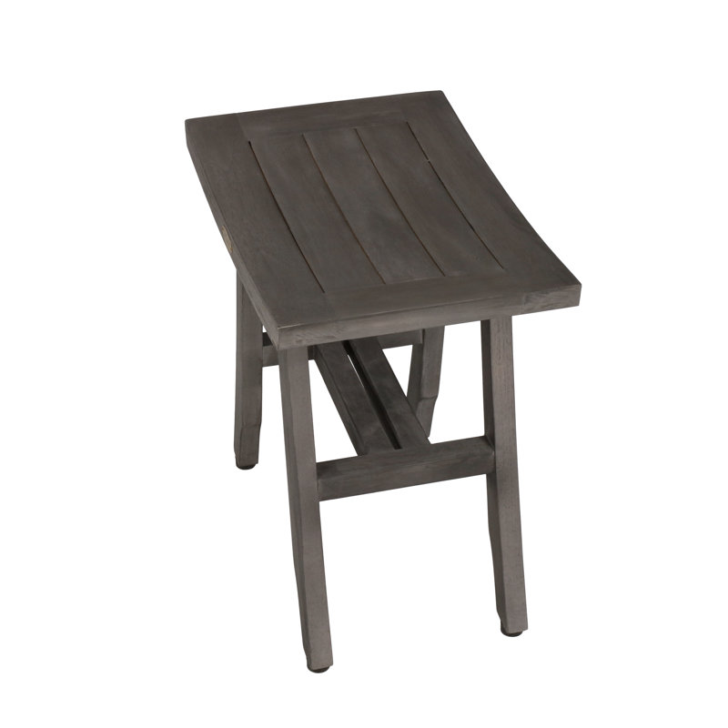 Satori 18 in. W x 12 in. D Teak Shower Bench in Coquina Grey, Dark Grey