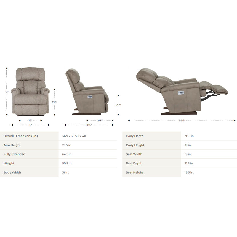 Pinnacle Leather Match Power Rocking Recliner with Power Headrest and Lumbar, Brown