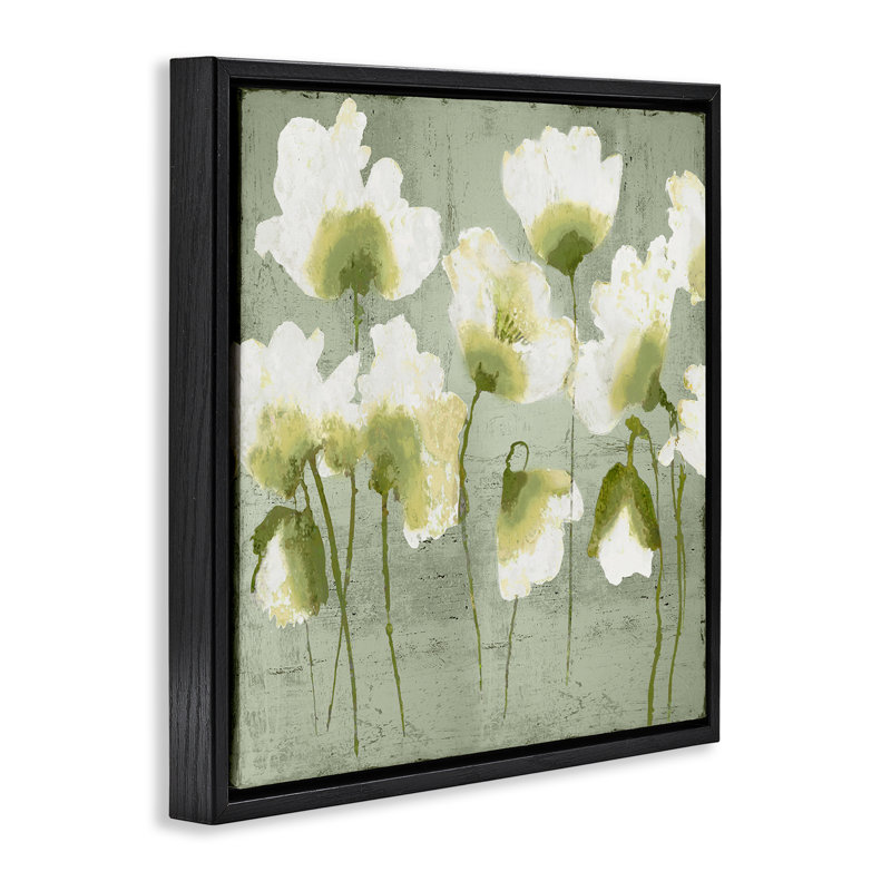 Cadre flottant Charmant Flower Impressions, design par Vanessa Austin, H 18 po x l 18 po, Cadre flottant noir de jais