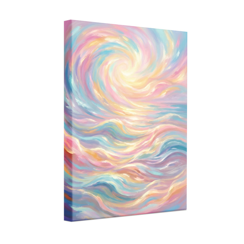 Abstrait, tourbillon de ciel pastel sur toile, H 18 po x l 12 po