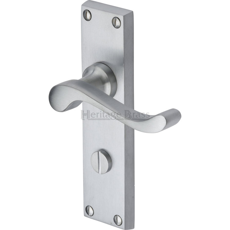 Heritage Brass Heritage Door Handle for Bathroom Bedford Design, Satin Chrome