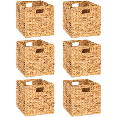 Paniers de rangement en osier de jacinthe d'eau avec poignées, ensemble de 6