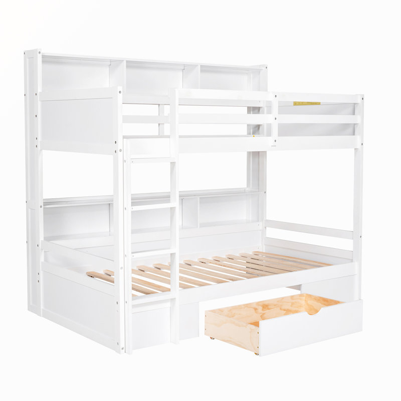 Genesy Kids Twin Bunk Bed with Trundle, White