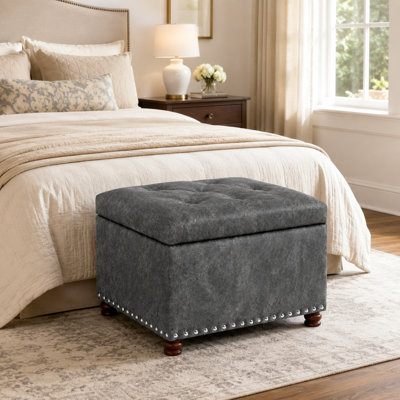 Pouf de rangement en velours de 61 cm pour salon