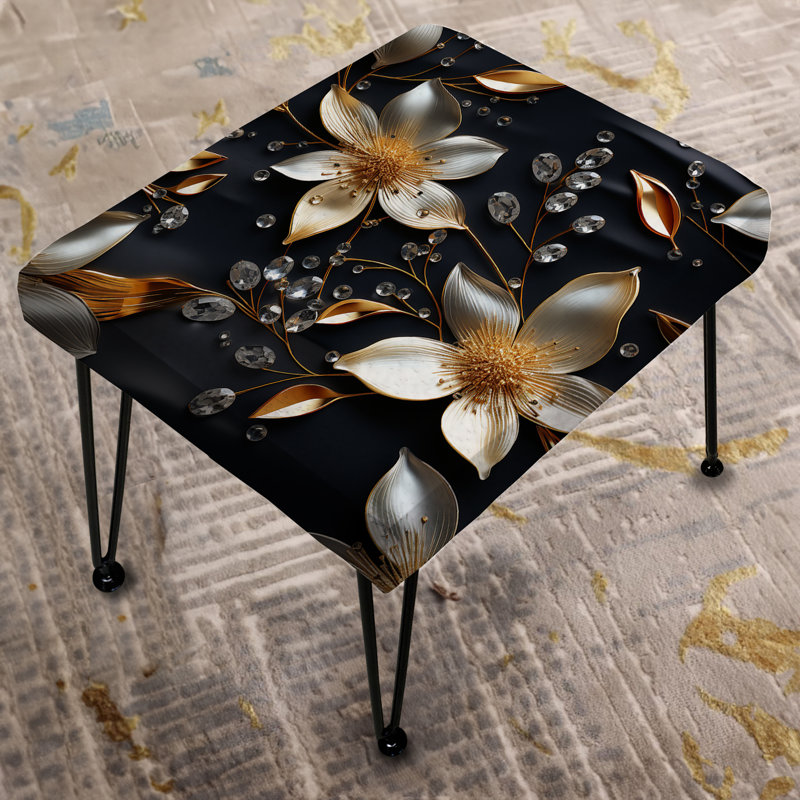 Repose-pieds rectangulaire en cristal noir Glamour Brilliance