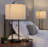 Lehn 28" Contemporary Metal Table Lamp with Wireless Charging in Oil Bronze and Natural Linen Shade - Set of 2