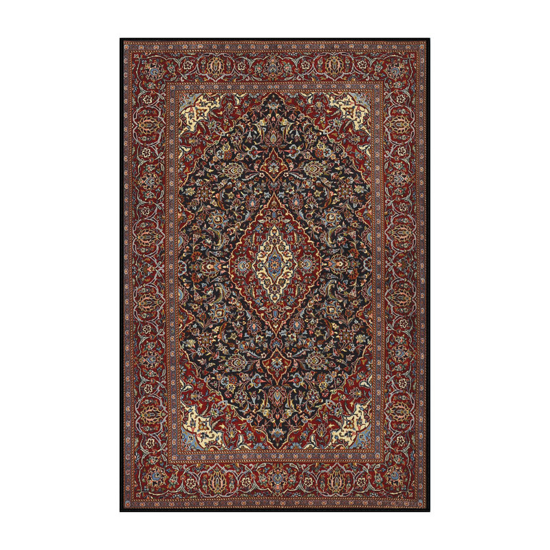 Tapis bleu marine/rose traditionnel Ballyvoy, Rectangle 3 pi x 5 pi