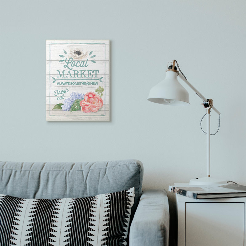 « local market fleurs rustique », impression, H 13 po x l 19 po x P 0,5 po, Plaque en bois