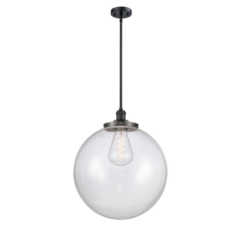 Luminaire suspendu simple à 1 lumière Beacon, Noir mat, Grainé