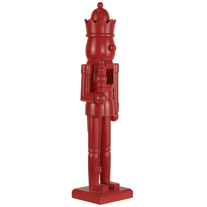 Nutcracker King With Crown And Scepter Standing Christmas Figure - 15" - Red