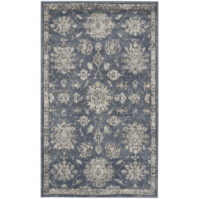 Tapis bleu antidérapant bleu et beige