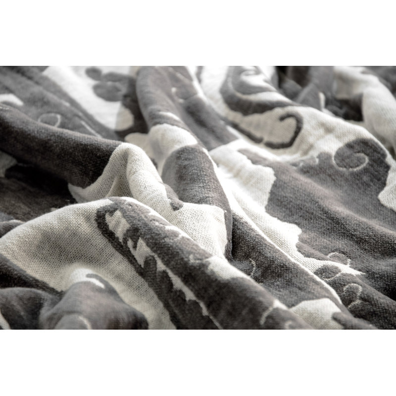 Clouds Hand Woven Throw Blanket, Pewter