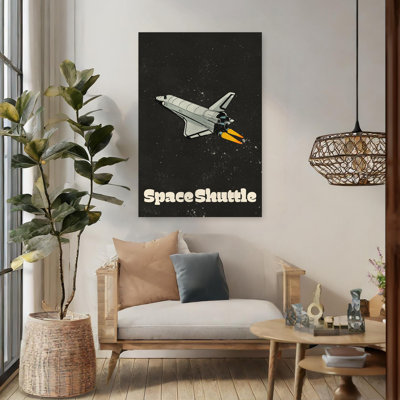 Retro Space Shuttle Flight Retro Vintage Abstract Landscape Nature Wall Art