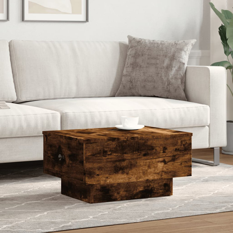 Godfred Pedestal Coffee Table, Concrete Grey, 60 x 45 x 31 cm (L x W x H)