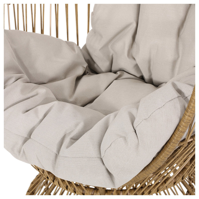 Fauteuil d'extérieur pivotant avec coussin Reseda, Natural Wood
