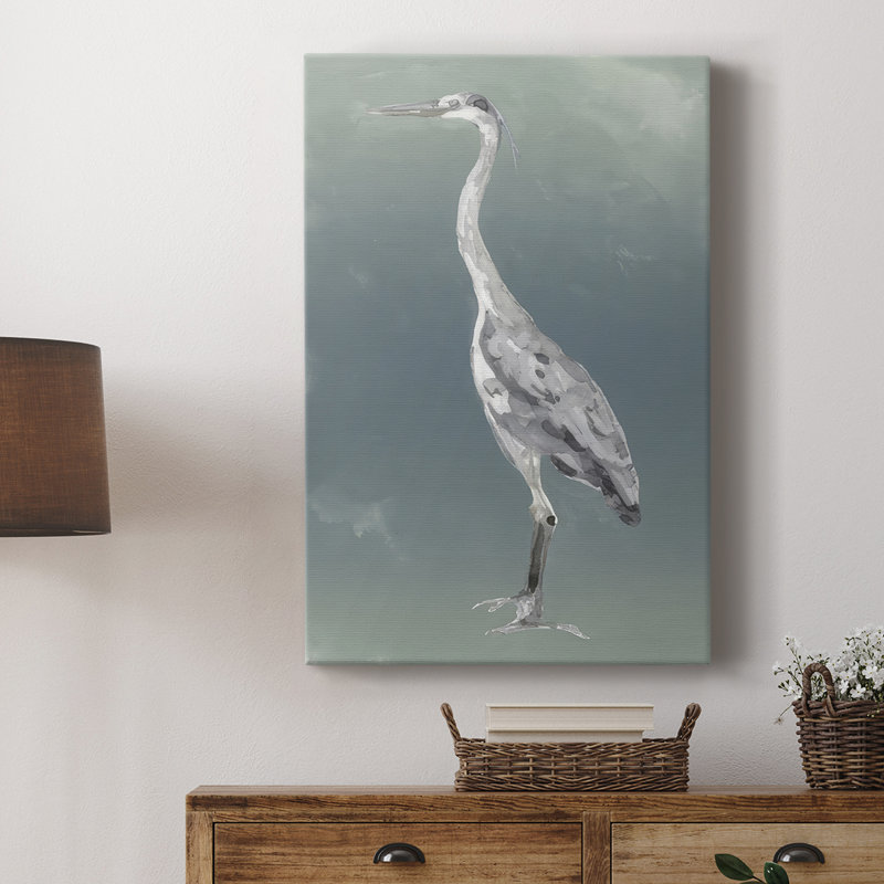 Aigrette sur azur I - galerie sur mesure, H 12 po x l 8 po