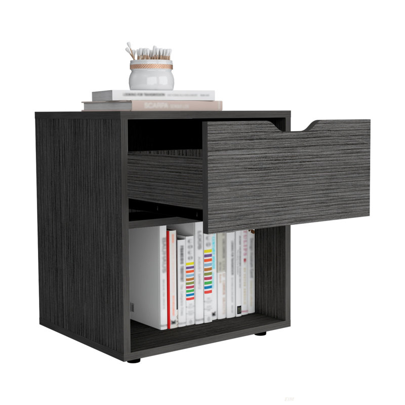 19.7-Inch High Nightstand End Table With Open Shelf