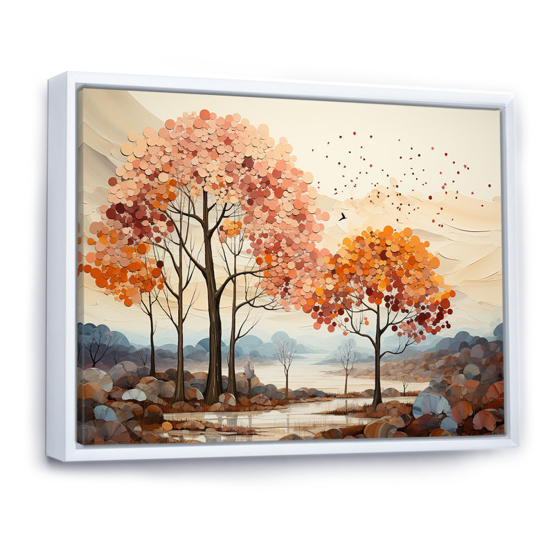 Collage de sapins discrets, H 34 po x l 44 po x P 1,5 po, Cadre flottant blanc