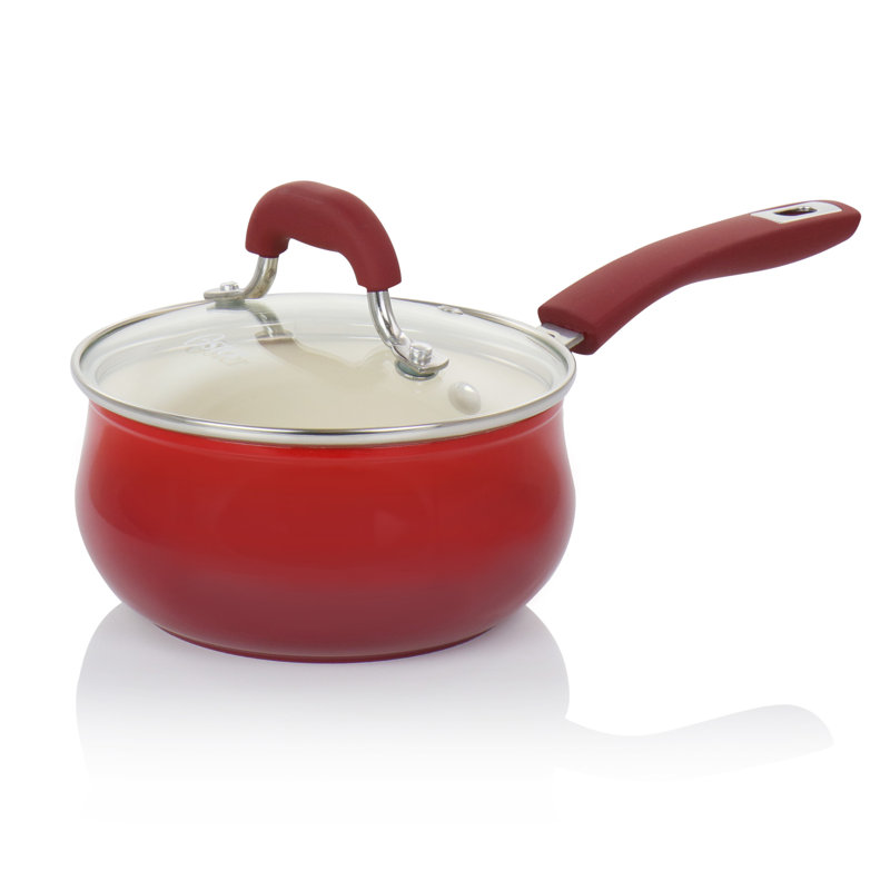 Red Aluminum Non-Stick 8-Piece Cookware Set with Enamel