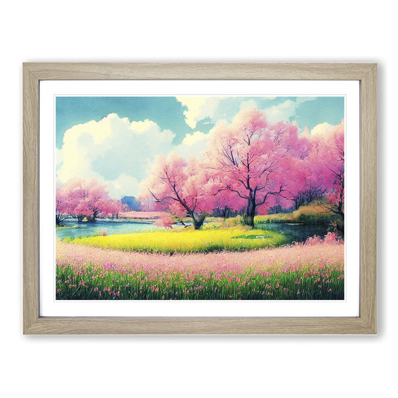 Spring Forest Watercolour Vol.7 - Single Picture Frame Print, Oak
