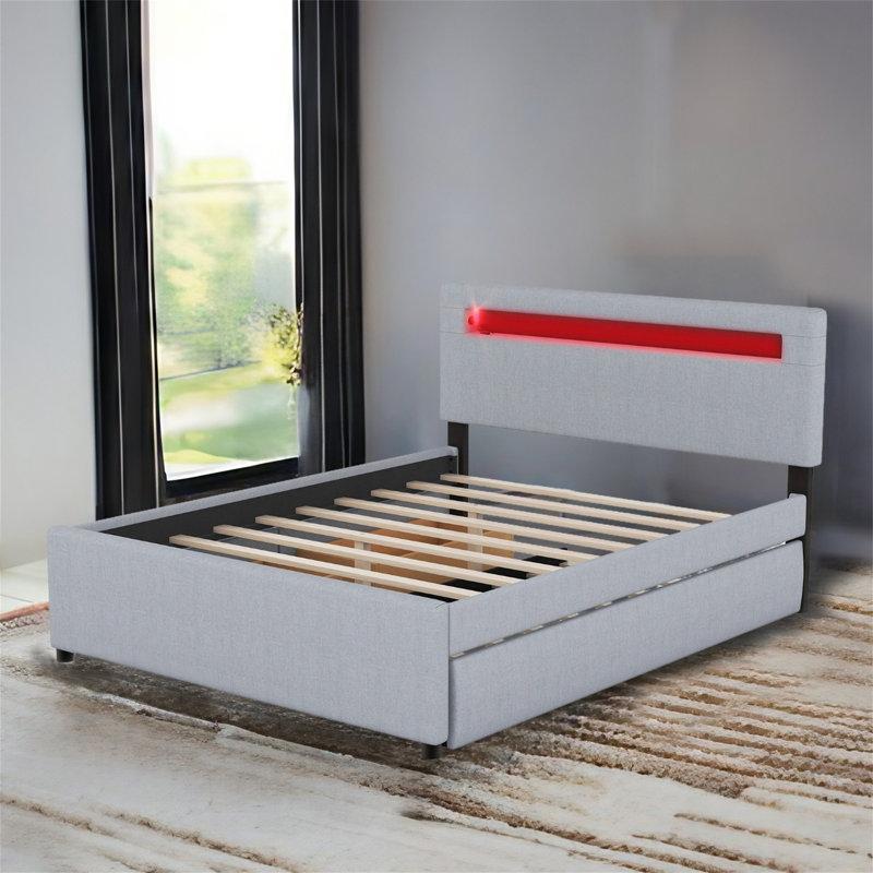 Irtu Upholstered Platform Storage Bed, Gray