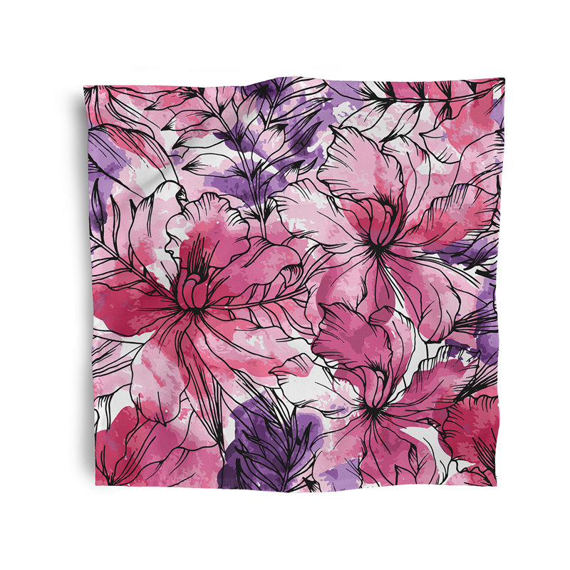 Cheisea Polyester Floral Square Napkin, Pink