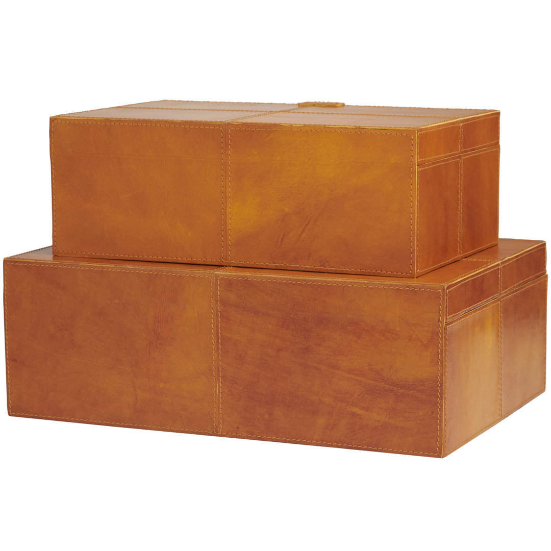Brownsburg 2 Piece Handmade Faux Leather Decorative Box Set Birch Lane™ 