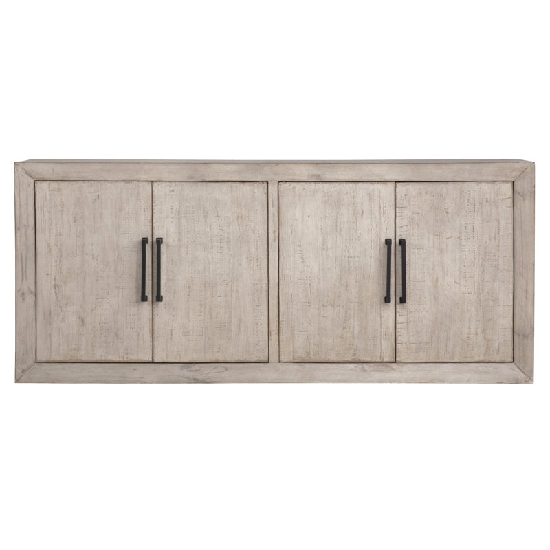 Buffet 4 portes en pin récupéré gris clair Sonya 84 po