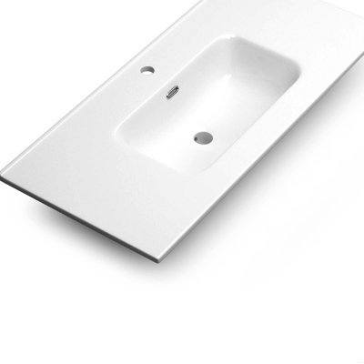 Lavabo de salle de bain rectangulaire moderne, surface durable facile à nettoyer