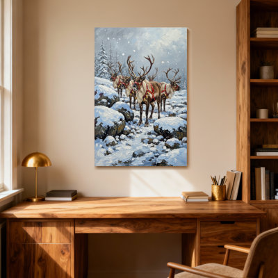 Animaux, renne dans un paysage d'hiver enneigé