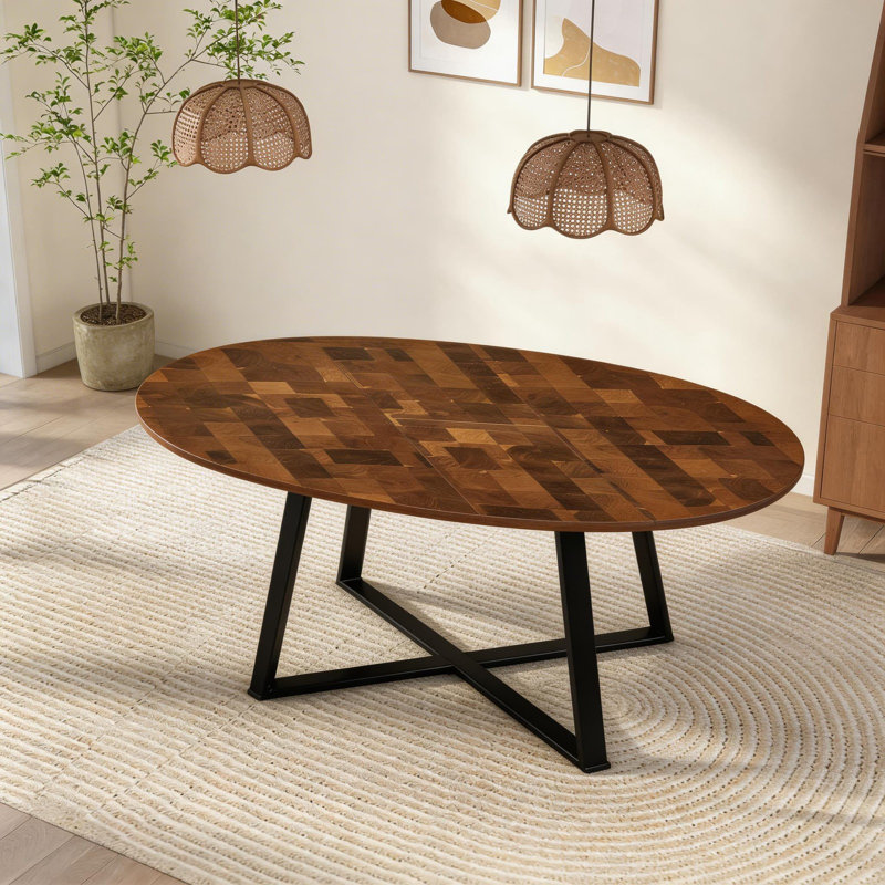 Extendable Round Metal Base Dining Table
