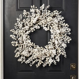 Waterproof Winter White Pearl Berry Christmas Holiday Front Door Wreath