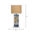 Abstract Ceramic Table Lamp with Raffia Shade