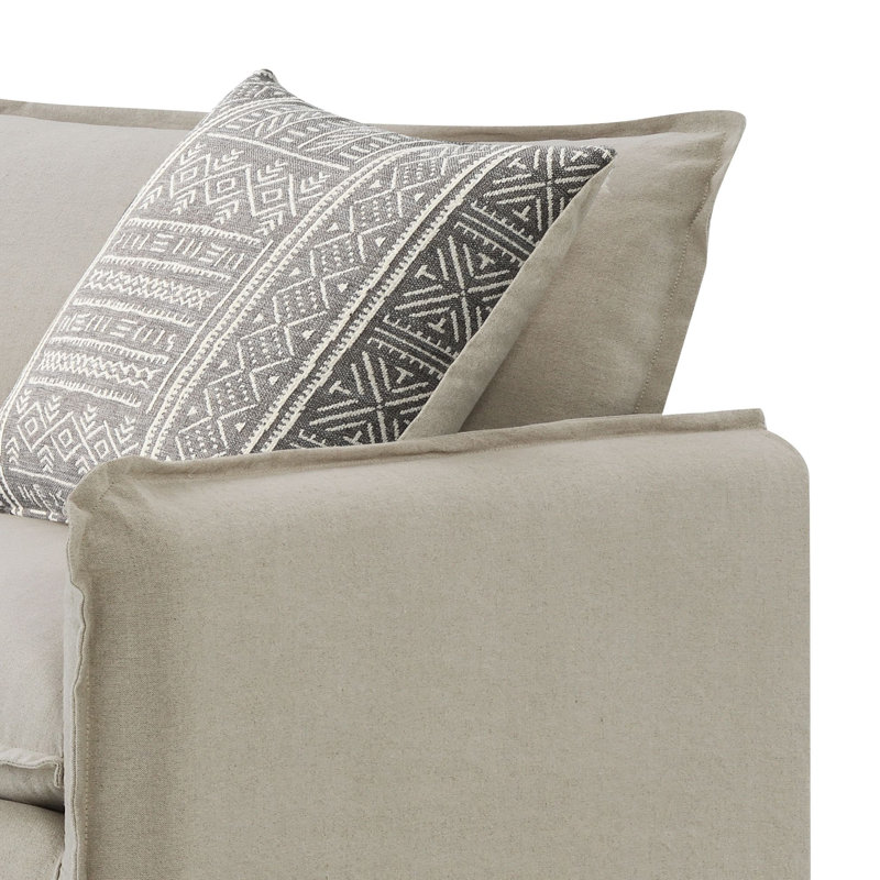 Canapé en lin beige 83,6 po avec 2 coussins Lawrin