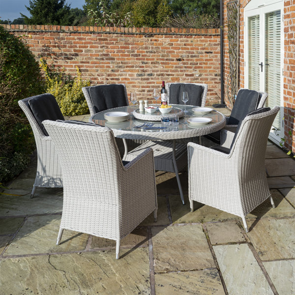 Dakota Fields Bolinas Round 6 - Person 150cm Long Dining Set with ...