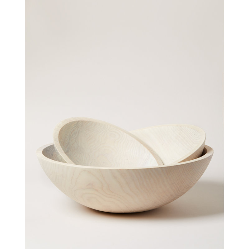 Wood Salad Bowl, White, 12"
