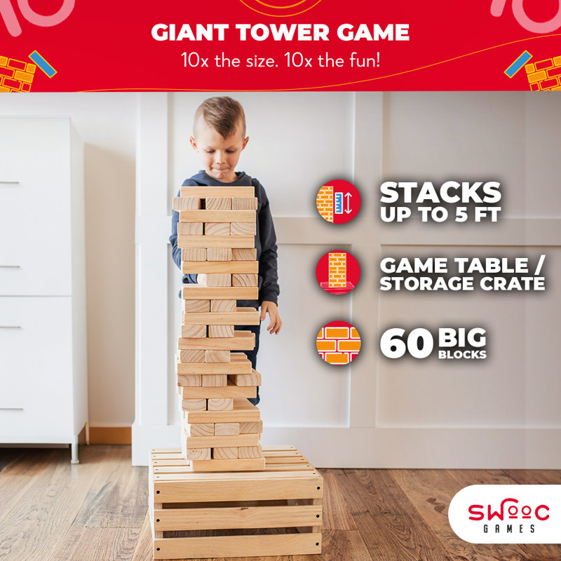Premium Giant Tower Game w/ Storage Crate