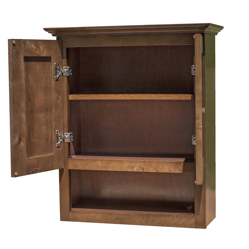 Rustic Walnut Shaker Style Over the Toilet Wall Cabinet
